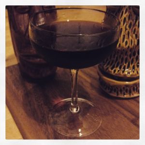 An Instagram of the 1919'36 cocktail submitted by n0tquitethere that contains Gold Rum, Kahlua, Punt e Mes, Allspice Dram and Xocolatl Mole Bitters