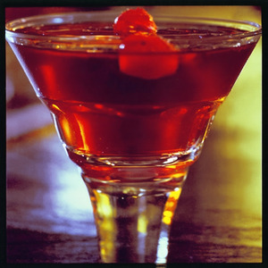 An image of the Hanky Panky cocktail submitted by n0tquitethere that contains London Dry Gin, Sweet Vermouth, Fernet Branca and Orange