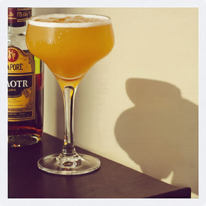 An image of the Singapore Sling cocktail submitted by Toby that contains London Dry Gin, Cherry Brandy, Curaçao Triple Sec, Benedictine DOM, Pineapple Juice, Lime, Grenadine and Angostura Bitters