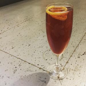 An Instagram of the Alfonso cocktail submitted by n0tquitethere that contains Champagne, Dubonnet Rouge, Aromatic Bitters, Sugar and Lemon