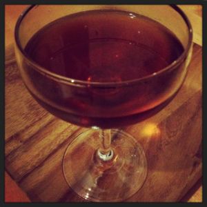 An Instagram of the Alice cocktail submitted by n0tquitethere that contains Blended Scotch, Punt e Mes, Kümmel and Orange