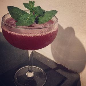 An Instagram of the Amelia cocktail submitted by n0tquitethere that contains Plain Vodka, St Germain, Blackberries, Simple Syrup, Lemon and Mint