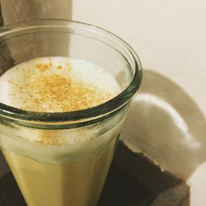 An Instagram of the Apricot Flip cocktail submitted by n0tquitethere that contains Cognac, Apricot Brandy, Simple Syrup, Egg and Nutmeg