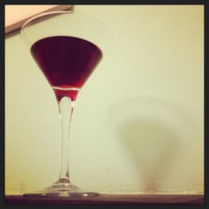 An Instagram of the Bentley cocktail submitted by n0tquitethere that contains Apple Brandy and Dubonnet Rouge