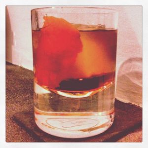 An Instagram of the Berlioni cocktail submitted by n0tquitethere that contains London Dry Gin, Cynar, Dry Vermouth and Orange