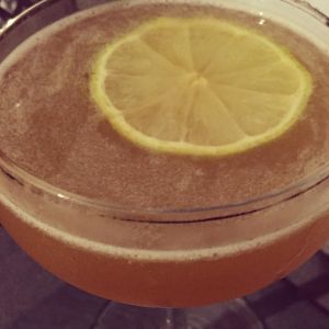 An image of the Bikini Atoll cocktail submitted by n0tquitethere that contains Manzanilla Sherry, Green Chartreuse, Cynar, Passion Fruit Syrup, Lime and Lime