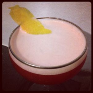 An Instagram of the Billionaire cocktail submitted by n0tquitethere that contains Bourbon, Lemon, Simple Syrup, Grenadine, Absinthe Bitters and Lemon