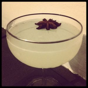 An Instagram of the Blackstar cocktail submitted by n0tquitethere that contains Plain Vodka, Lime, Grapefruit, Ouzo, Simple Syrup and Star Anise