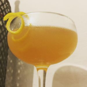 An Instagram of the The Blinker Cocktail cocktail submitted by n0tquitethere that contains Rye Whiskey, Grapefruit, Raspberry Syrup and Lemon