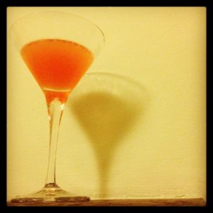 An Instagram of the Bosc Word cocktail submitted by n0tquitethere that contains London Dry Gin, Lime, Pear Brandy and Aperol