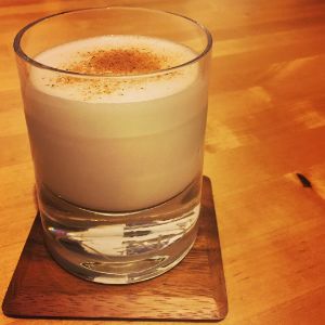 An Instagram of the Bourbon Milk Punch cocktail submitted by n0tquitethere that contains Bourbon, Milk, Honey, Vanilla Extract and Nutmeg