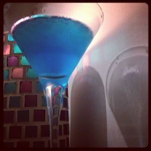 An Instagram of the Breeze cocktail submitted by n0tquitethere that contains Kirschwasser, Blue Curaçao, White Rum, Maraschino Liqueur and Lemon