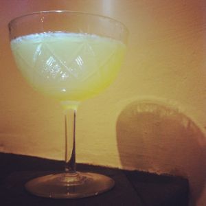 An Instagram of the Bullseye cocktail submitted by n0tquitethere that contains London Dry Gin, Lemon, Orange and Ginger Liqueur