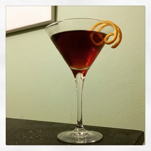 An image of the Campari Martini cocktail submitted by Toby that contains Turin Bitters, Salt Water and Orange