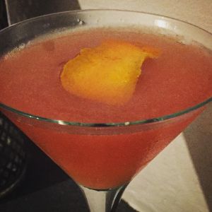 An Instagram of the Caricature Cocktail cocktail submitted by n0tquitethere that contains London Dry Gin, Sweet Vermouth, Turin Bitters, Grapefruit, Simple Syrup and Orange