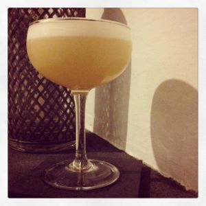 An Instagram of the Conquistador cocktail submitted by n0tquitethere that contains Gold Rum, Blanco Tequila, Simple Syrup, Lemon, Lime, Orange Bitters and Egg