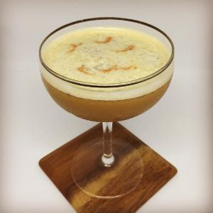 An Instagram of the Cynar Flip cocktail submitted by n0tquitethere that contains Egg, Cynar, Simple Syrup and Whiskey Barrel Aged Bitters