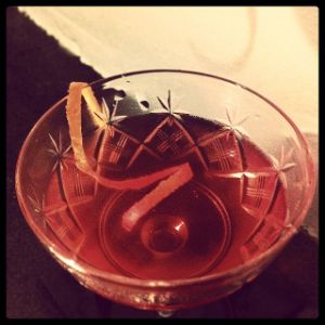 An Instagram of the Defensio cocktail submitted by n0tquitethere that contains Agricole Rhum, Curaçao Triple Sec, Turin Bitters, Dry Vermouth and Orange