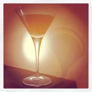 An Instagram of the Devil's Own cocktail submitted by n0tquitethere that contains London Dry Gin, Dry Vermouth, Curaçao Triple Sec and Angostura Bitters