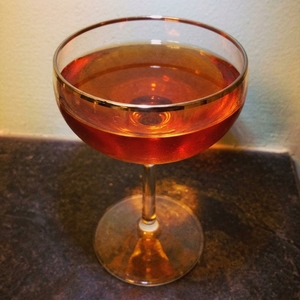 An image of the Dogfight cocktail submitted by Toby that contains Bourbon, Amaro Nonino, Aperol, Orange Bitters and Lemon