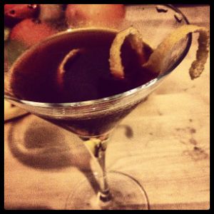 An Instagram of the Dragon's Mouth cocktail submitted by n0tquitethere that contains Gold Rum, Bianco Vermouth, Curaçao Triple Sec, Angostura Bitters and Grapefruit