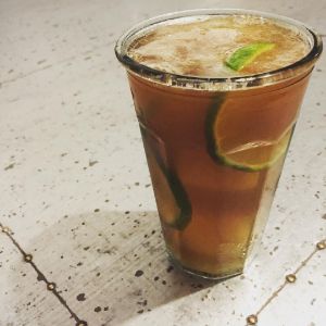 An Instagram of the Eye of the Storm cocktail submitted by n0tquitethere that contains Smith & Cross, Agricole Rhum, Lime, Coffee Liqueur, Vanilla Syrup, Angostura Bitters, Ginger Ale and Lime