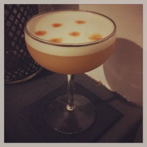 An Instagram of the Filibuster cocktail submitted by n0tquitethere that contains Rye Whiskey, Lemon, Maple Syrup, Egg and Angostura Bitters