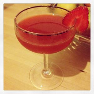 An Instagram of the Fresa Verde cocktail submitted by n0tquitethere that contains Blanco Tequila, Lime, Pomegranate Molasses, Strawberries and Green Bell Pepper