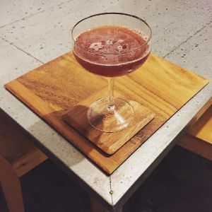 An Instagram of the Gilroy Cocktail cocktail submitted by n0tquitethere that contains Cherry Brandy, London Dry Gin, Dry Vermouth, Lemon and Orange Bitters