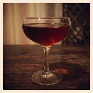 An image of the Gin, Roses and It cocktail submitted by Toby that contains Sweet Vermouth, Gin and Dried Rose Buds
