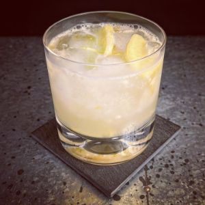 An Instagram of the Ginger Smash, Fall cocktail submitted by n0tquitethere that contains Fresh Ginger, Pear, Caster Sugar, London Dry Gin, Apple Schnapps, Lemon and Allspice Dram