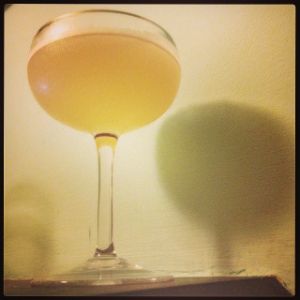 An Instagram of the Golden Pine cocktail submitted by n0tquitethere that contains London Dry Gin, Pineapple Juice and Grand Marnier