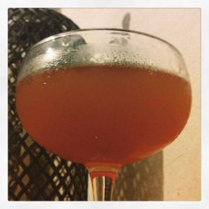 An Instagram of the Green Deacon cocktail submitted by n0tquitethere that contains London Dry Gin, Grapefruit, Sloe Gin and Absinthe