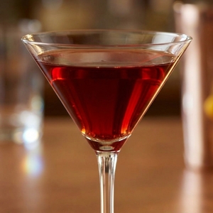 An image of the Hanky Panky cocktail submitted by n0tquitethere that contains London Dry Gin, Sweet Vermouth, Fernet Branca and Orange
