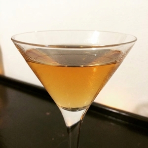 An image of the I Love Lucy cocktail submitted by Toby that contains Irish Whiskey, Crème de Fraise, Dry Vermouth and Angostura Bitters