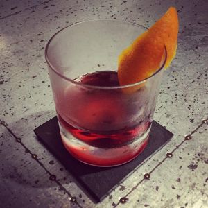 An Instagram of the Kingston Negroni cocktail submitted by n0tquitethere that contains Smith & Cross, Sweet Vermouth, Turin Bitters and Orange