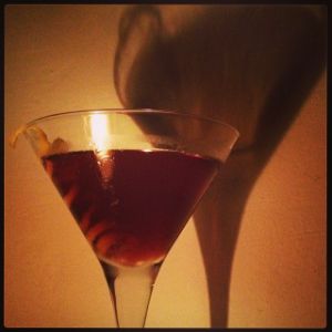 An Instagram of the Manhatten cocktail submitted by n0tquitethere that contains Rye Whiskey, Sweet Vermouth, Grand Marnier, Angostura Bitters and Lemon