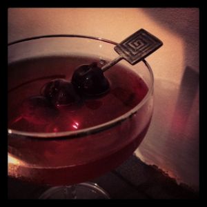 An Instagram of the Manhatten cocktail submitted by n0tquitethere that contains Rye Whiskey, Sweet Vermouth, Angostura Bitters and Cocktail Cherry