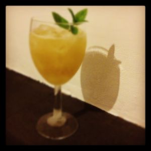 An Instagram of the May Daisy cocktail submitted by n0tquitethere that contains Cognac, Lemon, Green Chartreuse, Simple Syrup and Mint