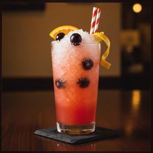 An image of the Melon Stand cocktail submitted by Toby that contains London Dry Gin, Water Melon Juice, Lemon, Aperol, Simple Syrup and Water Melon