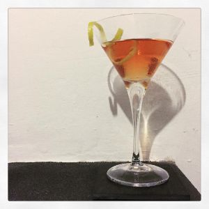 An Instagram of the Merry Widow cocktail submitted by n0tquitethere that contains London Dry Gin, Dry Vermouth, Angostura Bitters, Benedictine DOM, Absinthe and Lemon