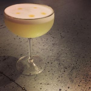 An Instagram of the Mezcal Sour cocktail submitted by n0tquitethere that contains Mezcal, Lemon, Simple Syrup, Egg and Bitters