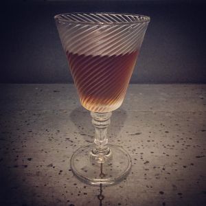 An Instagram of the Mikado Cocktail cocktail submitted by n0tquitethere that contains Brandy, Aromatic Bitters, Crème de Cacao Blanc and Curaçao Triple Sec