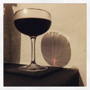 An Instagram of the Nerastro cocktail submitted by n0tquitethere that contains Grappa e Mirtilli, Turin Bitters and Sweet Vermouth