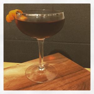 An Instagram of the Nerina cocktail submitted by n0tquitethere that contains London Dry Gin, Amaro Meletti, Punt e Mes and Orange