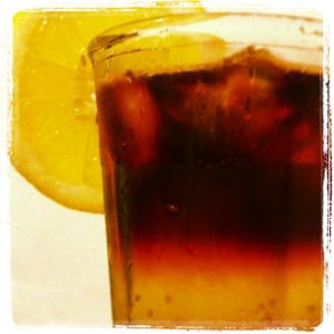 An Instagram of the New Yorker cocktail submitted by n0tquitethere that contains Rye Whiskey, Lemon, Simple Syrup, Soda Water, Lemon and Dry Red Wine