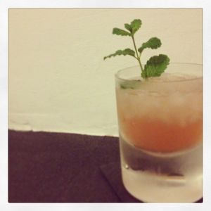 An Instagram of the Oaxacan Dead cocktail submitted by n0tquitethere that contains Mezcal, Falernum, Apricot Brandy, Lime, Peychauds Bitters, Orange Bitters and Mint