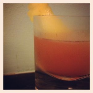 An Instagram of the Oaxacan Standoff cocktail submitted by n0tquitethere that contains Mezcal, Aperol, Amontillado Sherry, Agave Syrup, Lime and Grapefruit