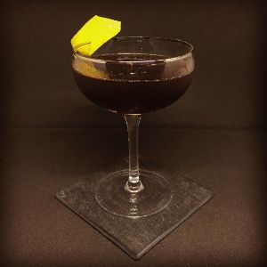 An Instagram of the Ping-Pong Cocktail cocktail submitted by n0tquitethere that contains Sloe Gin, Dry Vermouth, Punt e Mes, Orange Bitters and Lemon