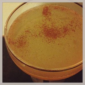 An Instagram of the Plainfield Swing cocktail submitted by n0tquitethere that contains Apple Brandy, Benedictine DOM, Curaçao Triple Sec, Lemon, Allspice Dram and Cinnamon